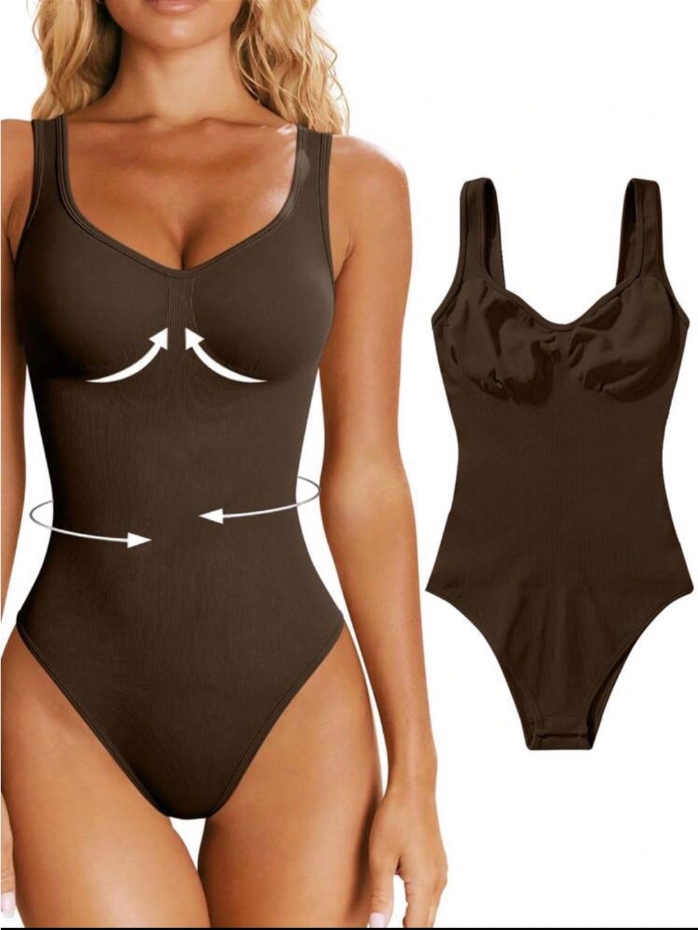 Brown Shape-wear Bodysuit with built in bra